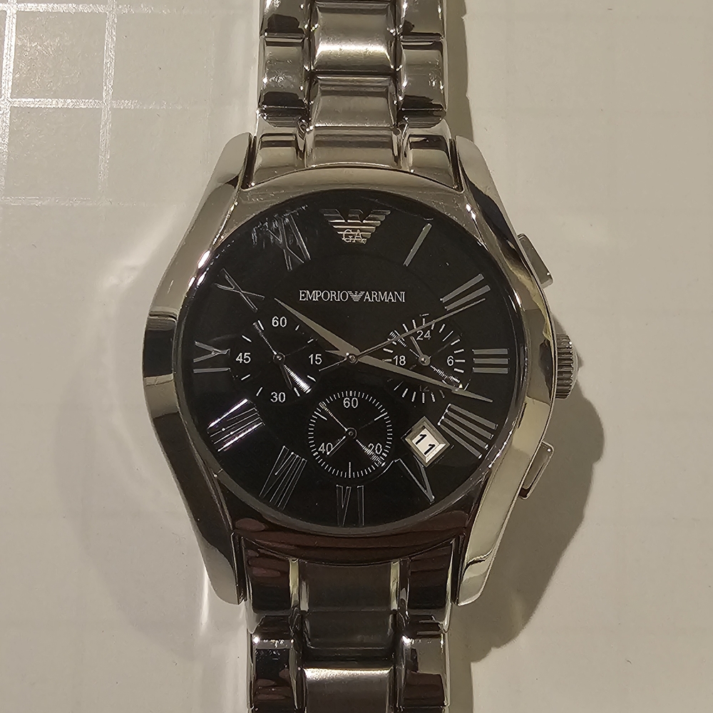 Emporio Armani Silver and Black Watch